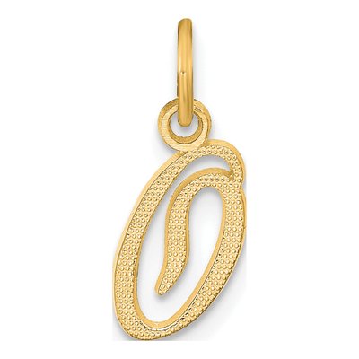 14K Yellow Gold Script Letter O Charm