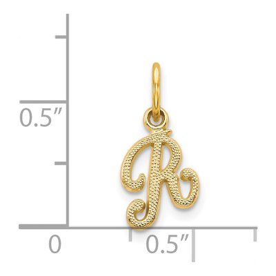 14K Yellow Gold Script Letter R Charm – view 5