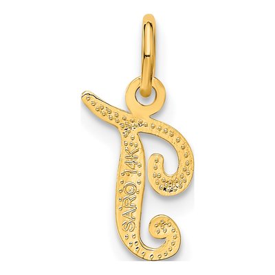 14K Yellow Gold Script Letter T Charm – view 4