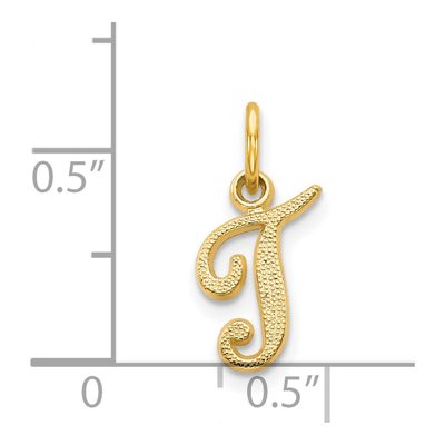 14K Yellow Gold Script Letter T Charm – view 5