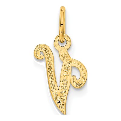 14K Yellow Gold Script Letter V Charm – view 4