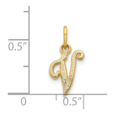 14K Yellow Gold Script Letter V Charm – view 5
