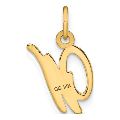 14K Yellow Gold Script Letter W Charm – view 4