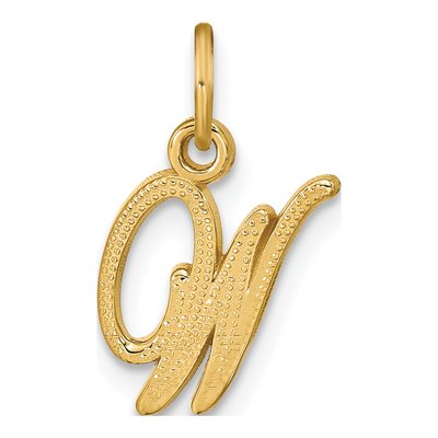 14K Yellow Gold Script Letter W Charm