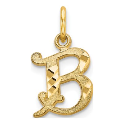 14K Yellow Gold Letter B Charm