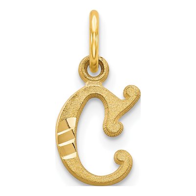 14K Yellow Gold Letter C Charm
