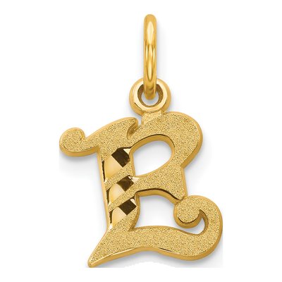 14K Yellow Gold Letter E Charm