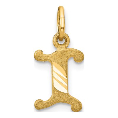 14K Yellow Gold Letter I Initial Charm