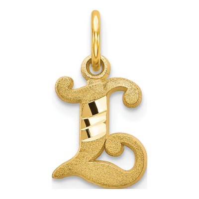14K Yellow Gold Letter L Charm