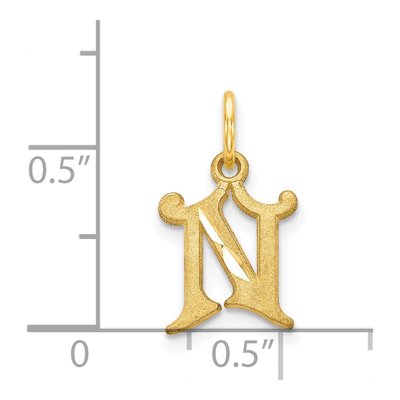 14K Yellow Gold Letter N Charm – view 5