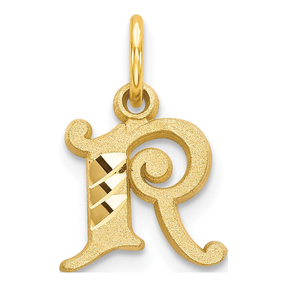 14K Yellow Gold Letter R Charm