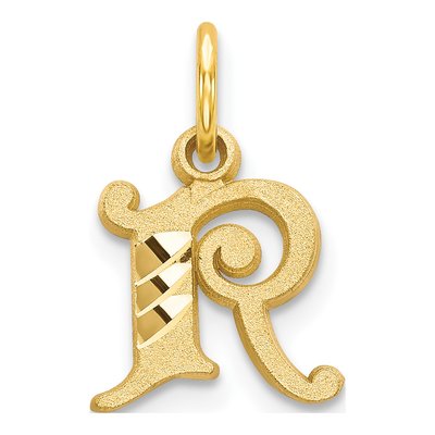 14K Yellow Gold Letter R Charm