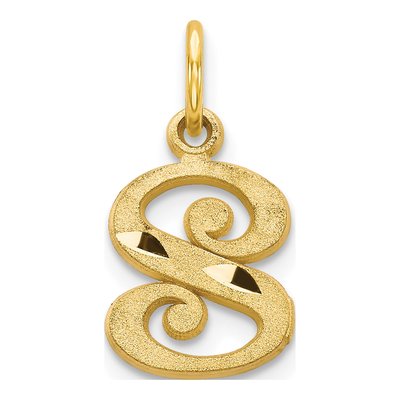 14K Yellow Gold Letter S Charm