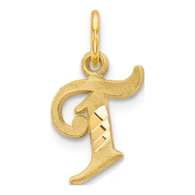 14K Yellow Gold Letter T Charm
