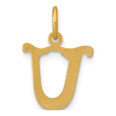 14K Yellow Gold Letter U Initial Charm – view 3