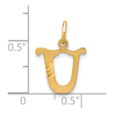 14K Yellow Gold Letter U Initial Charm – view 4