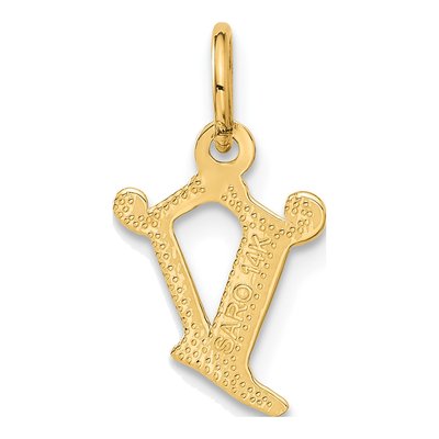 14K Yellow Gold Letter V Pendant – view 4