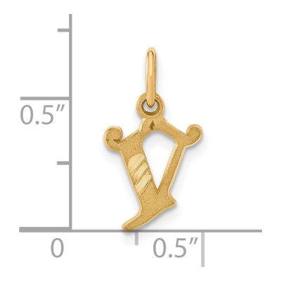 14K Yellow Gold Letter V Pendant – view 5
