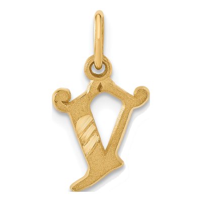 14K Yellow Gold Letter V Pendant