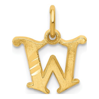 14K Yellow Gold Letter W Charm
