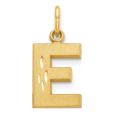 14K Yellow Gold Letter E Charm