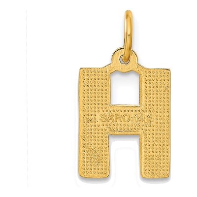 14K Yellow Gold Diamond-Cut Letter H Charm – view 4