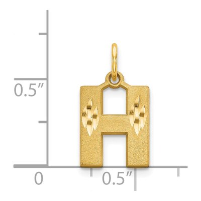 14K Yellow Gold Diamond-Cut Letter H Charm – view 5