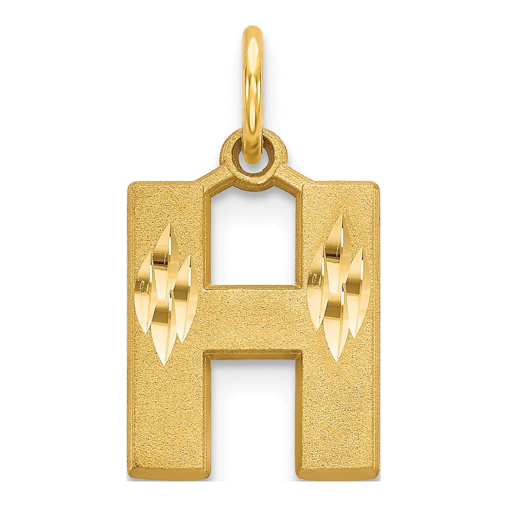 14K Yellow Gold Diamond-Cut Letter H Charm
