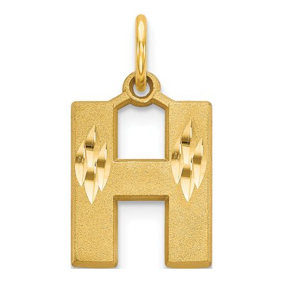 14K Yellow Gold Diamond-Cut Letter H Charm