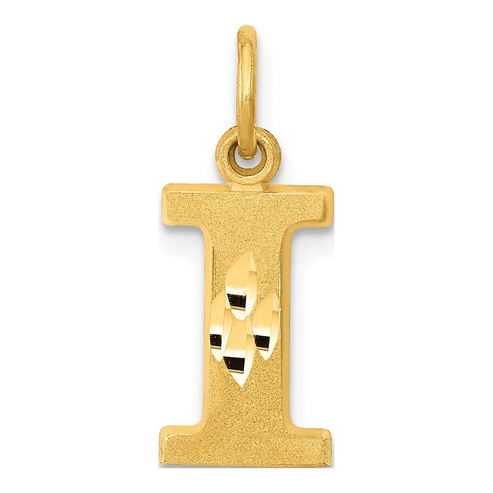 14K Yellow Gold Letter I Initial Pendant