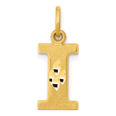 14K Yellow Gold Letter I Initial Pendant