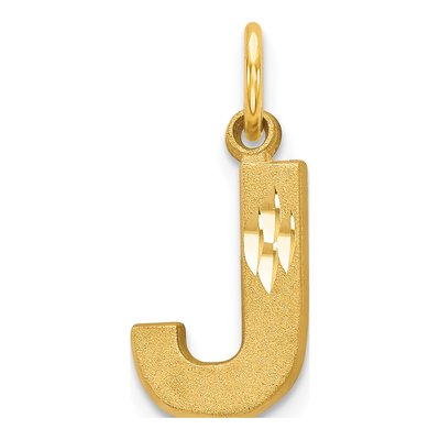 14K Yellow Gold Diamond-Cut Letter J Charm