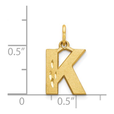 14K Yellow Gold Diamond-Cut Letter K Charm – view 5