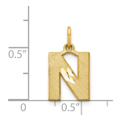 14K Yellow Gold Letter N Charm – view 5