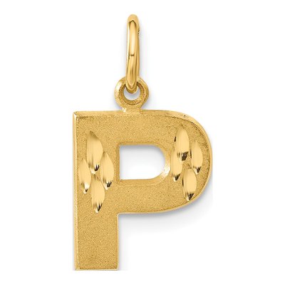 14K Yellow Gold Letter P Charm