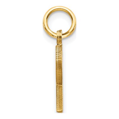 14K Yellow Gold 14Ky Satin Diamond-Cut Letter R Initial Charm – view 3