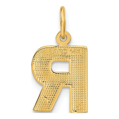 14K Yellow Gold 14Ky Satin Diamond-Cut Letter R Initial Charm – view 4