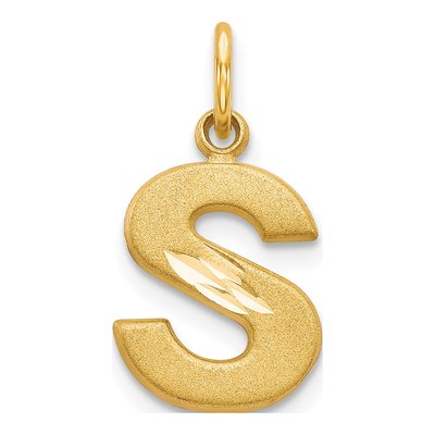 14K Yellow Gold Letter S Charm