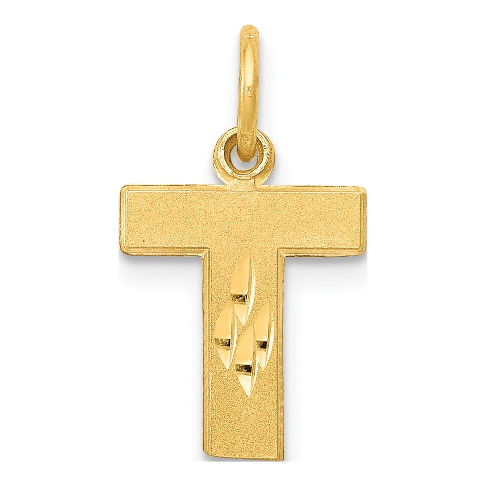 14K Yellow Gold Letter T Charm