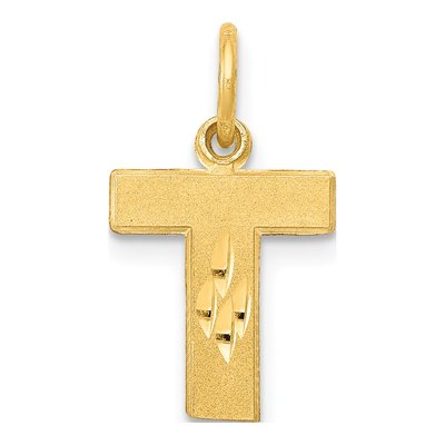 14K Yellow Gold Letter T Charm