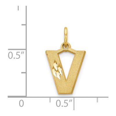14K Yellow Gold Letter V Pendant – view 5