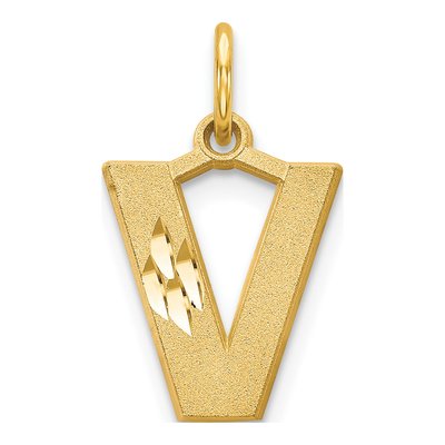 14K Yellow Gold Letter V Pendant