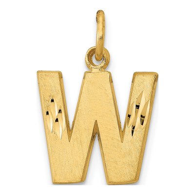 14K Yellow Gold Letter W Charm