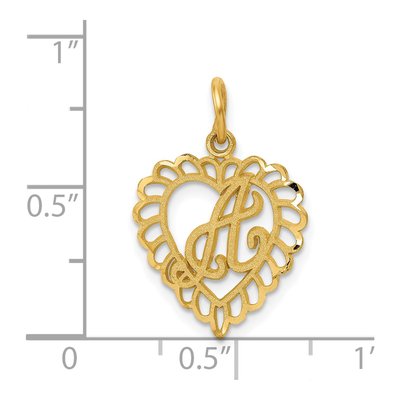 14K Yellow Gold Heart Letter A Pendant – view 4