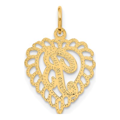 14K Yellow Gold Heart Letter B Charm – view 4