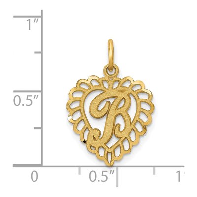 14K Yellow Gold Heart Letter B Charm – view 5