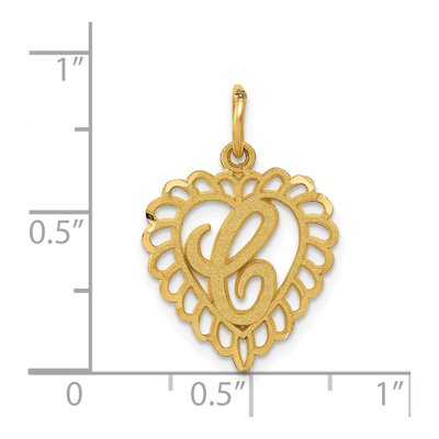 14K Yellow Gold Heart Letter C Pendant – view 4