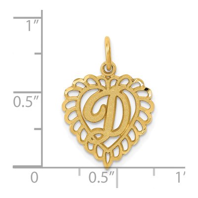 14K Yellow Gold Heart Letter D Charm – view 4