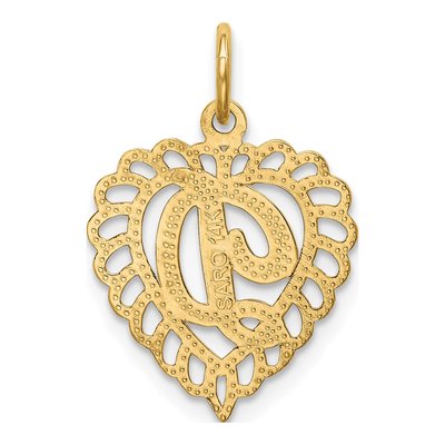 14K Yellow Gold Heart Letter D Charm – view 5