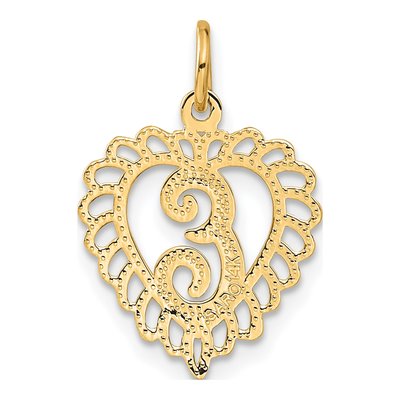 14K Yellow Gold Heart Letter E Charm – view 4